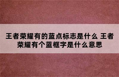 王者荣耀有的蓝点标志是什么 王者荣耀有个蓝框字是什么意思